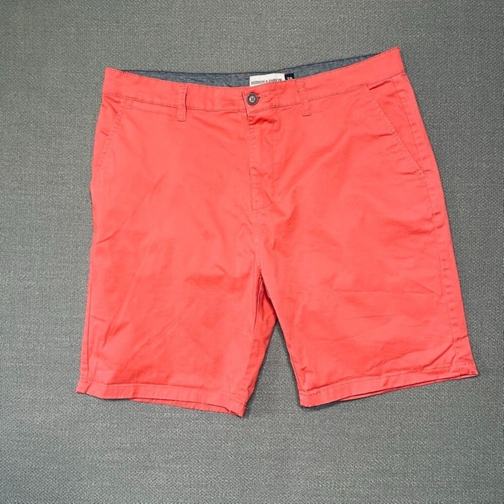 Hudson & Barrow Mens SZ 38 Brushed Cotton Flat Front Stretch 8.5" Shorts Preppy